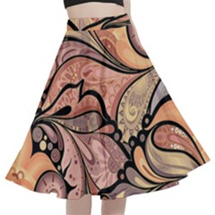 Colorful Paisley Background Artwork Paisley Patterns A-line Full Circle Midi Skirt With Pocket by uniart180623