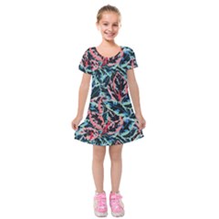 Leaves Leaf Pattern Patterns Colorfu Kids  Short Sleeve Velvet Dress by uniart180623