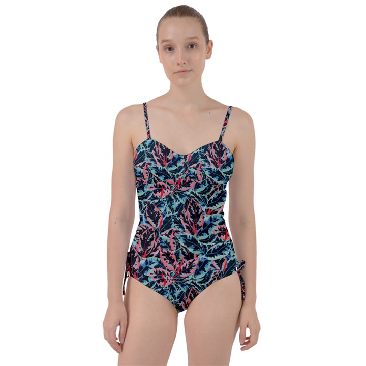 Leaves Leaf Pattern Patterns Colorfu Sweetheart Tankini Set