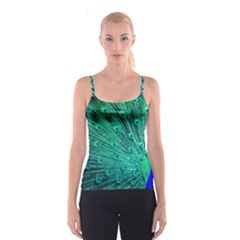 Green And Blue Peafowl Peacock Animal Color Brightly Colored Spaghetti Strap Top by uniart180623