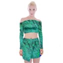 Green And Blue Peafowl Peacock Animal Color Brightly Colored Off Shoulder Top with Mini Skirt Set View1