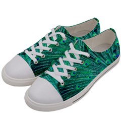 Green And Blue Peafowl Peacock Animal Color Brightly Colored Women s Low Top Canvas Sneakers by uniart180623