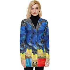 Colorful Digital Art Fractal Design Button Up Hooded Coat  by uniart180623