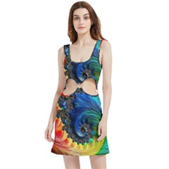 Colorful Digital Art Fractal Design Velour Cutout Dress by uniart180623