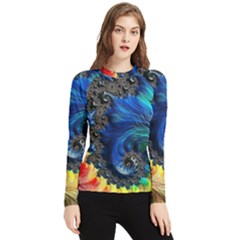 Colorful Digital Art Fractal Design Women s Long Sleeve Rash Guard by uniart180623