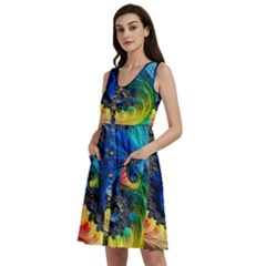 Colorful Digital Art Fractal Design Sleeveless Dress With Pocket by uniart180623