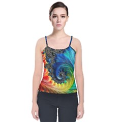 Colorful Digital Art Fractal Design Velvet Spaghetti Strap Top by uniart180623