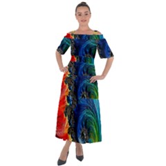 Colorful Digital Art Fractal Design Shoulder Straps Boho Maxi Dress  by uniart180623