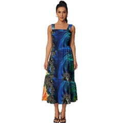 Colorful Digital Art Fractal Design Square Neckline Tiered Midi Dress by uniart180623