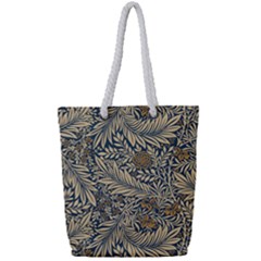 Brown Vintage Background Vintage Floral Pattern Brown Full Print Rope Handle Tote (small)