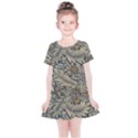 Brown Vintage Background Vintage Floral Pattern Brown Kids  Simple Cotton Dress View1