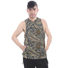 Brown Vintage Background Vintage Floral Pattern Brown Men s Sleeveless Hoodie by uniart180623