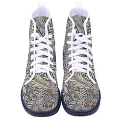 Brown Vintage Background Vintage Floral Pattern Brown Kid s High-top Canvas Sneakers