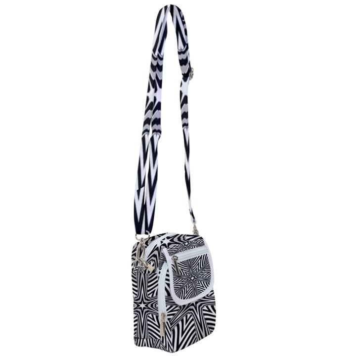 Fractal Star Mandala Black And White Shoulder Strap Belt Bag