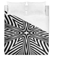 Fractal Star Mandala Black And White Duvet Cover (queen Size) by uniart180623