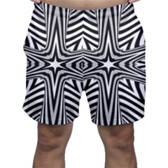 Fractal Star Mandala Black And White Men s Shorts by uniart180623