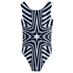 Fractal Star Mandala Black And White Kids  Cut-out Back One Piece Swimsuit by uniart180623