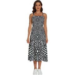 Fractal Star Mandala Black And White Sleeveless Shoulder Straps Boho Dress