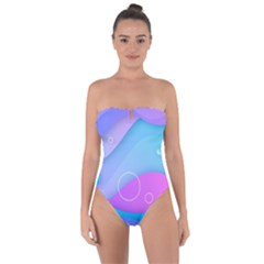 Colorful Blue Purple Wave Tie Back One Piece Swimsuit by uniart180623