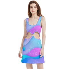 Colorful Blue Purple Wave Velour Cutout Dress by uniart180623