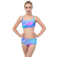 Colorful Blue Purple Wave Layered Top Bikini Set by uniart180623