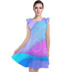 Colorful Blue Purple Wave Tie Up Tunic Dress by uniart180623