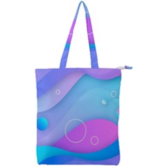 Colorful Blue Purple Wave Double Zip Up Tote Bag