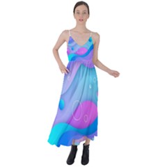 Colorful Blue Purple Wave Tie Back Maxi Dress by uniart180623