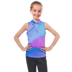 Colorful Blue Purple Wave Kids  Sleeveless Polo Tee