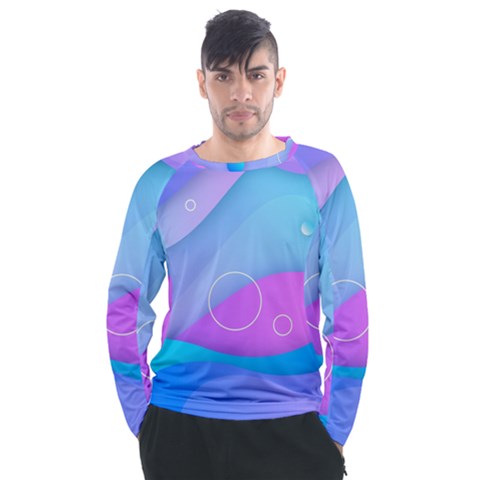 Colorful Blue Purple Wave Men s Long Sleeve Raglan Tee by uniart180623