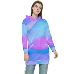 Colorful Blue Purple Wave Women s Long Oversized Pullover Hoodie by uniart180623