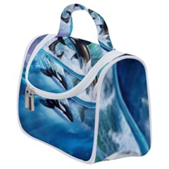 Orca Wave Water Underwater Sky Satchel Handbag by uniart180623