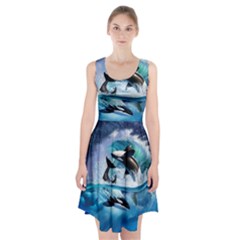 Orca Wave Water Underwater Sky Racerback Midi Dress by uniart180623