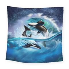 Orca Wave Water Underwater Sky Square Tapestry (large) by uniart180623