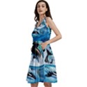 Orca Wave Water Underwater Sky Sleeveless V-neck skater dress with Pockets View2