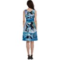 Orca Wave Water Underwater Sky Sleeveless V-neck skater dress with Pockets View4