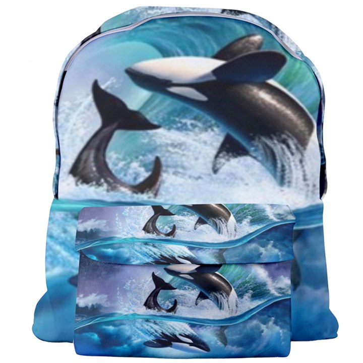 Orca Wave Water Underwater Sky Giant Full Print Backpack