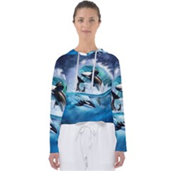 Orca Wave Water Underwater Sky Women s Slouchy Sweat by uniart180623