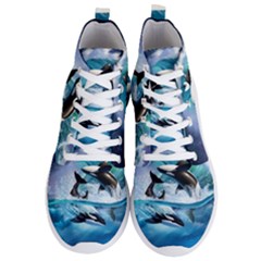 Orca Wave Water Underwater Sky Men s Lightweight High Top Sneakers by uniart180623