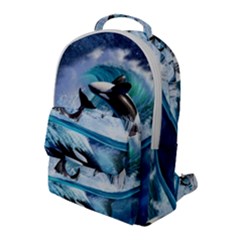 Orca Wave Water Underwater Sky Flap Pocket Backpack (large) by uniart180623