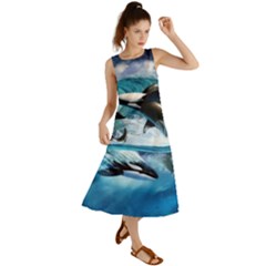 Orca Wave Water Underwater Sky Summer Maxi Dress by uniart180623