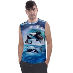 Orca Wave Water Underwater Sky Men s Regular Tank Top by uniart180623