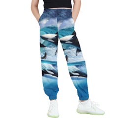 Orca Wave Water Underwater Sky Kids  Joggers by uniart180623