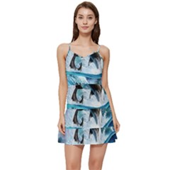 Orca Wave Water Underwater Sky Short Frill Dress by uniart180623