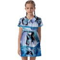 Orca Wave Water Underwater Sky Kids  Asymmetric Collar Dress View1