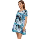 Orca Wave Water Underwater Sky Tiered Short Sleeve Babydoll Dress View3