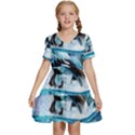 Orca Wave Water Underwater Sky Kids  Short Sleeve Tiered Mini Dress View1