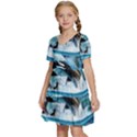 Orca Wave Water Underwater Sky Kids  Short Sleeve Tiered Mini Dress View2