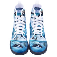 Orca Wave Water Underwater Sky Men s High-top Canvas Sneakers