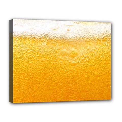 Texture Pattern Macro Glass Of Beer Foam White Yellow Canvas 14  X 11  (stretched) by uniart180623